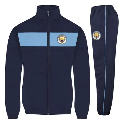 (Navy Sky Blue, Years) Manchester City Boys Tracksuit Jacket & Pants Set Kids OFFICIAL Football 