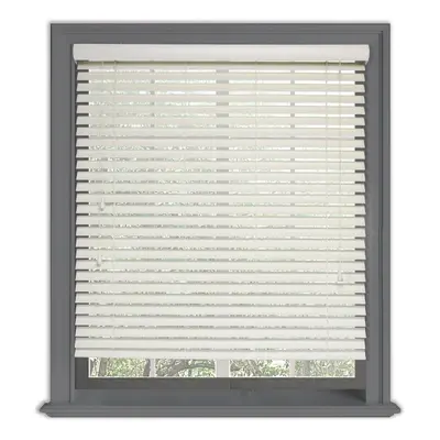 (135 cm Width x cm Drop, White) Lister Cartwright 50mm Woodgrain Fauxwood Venetian Roller Blinds