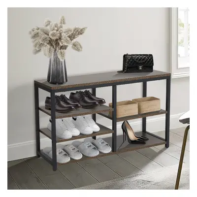 Multi-tiered Shoe Rack Bench in Walnut