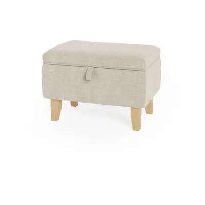 (Beige) Storage Ottoman Storage Box Footstool Chair Bench