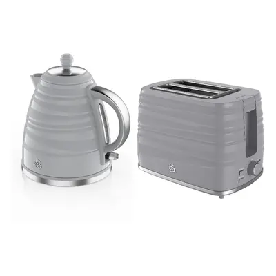 2Pc Swan Symphony Kettle & Toaster Set - Grey