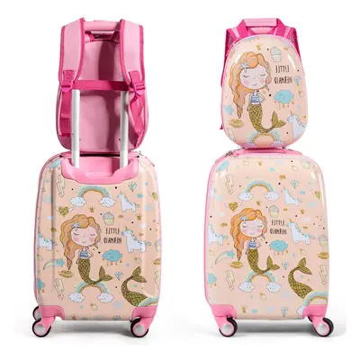 2Pc Kid Luggage Set Kids Carry On Luggage Set Rolling Trolley Suitcase