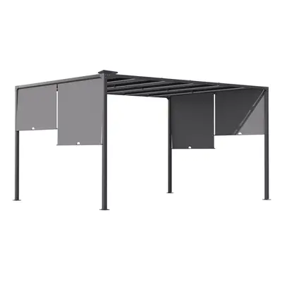 Outsunny 3m x 4m utdoor Garden Pergola with LED Lights Sliding Roof Grey