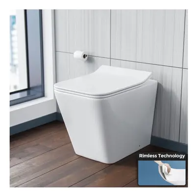 Inton Square Back to Wall Rimless Toilet Pan + Soft Close Seat