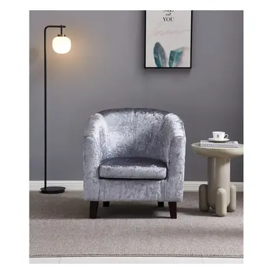 (Grey) Crush Velvet Tub Chair In Silver, Grey, Black or Brown