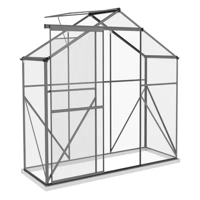 Outsunny x 2.5ft Polycarbonate Greenhouse Aluminium Green House, Dark Grey