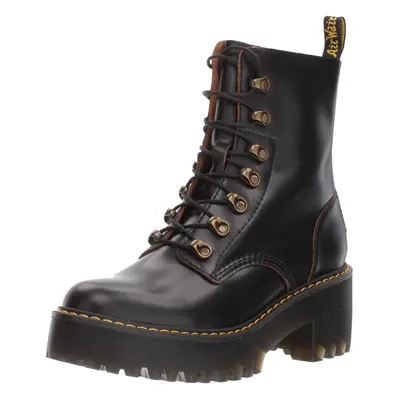 Dr. Martens Women's Leona Leather Heeled Boot, Black Smooth