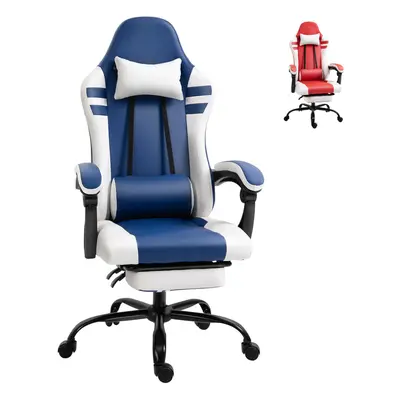 Vinsetto Gaming Chair w/ Headrest, Footrest, Racing Gamer Recliner, Blue White