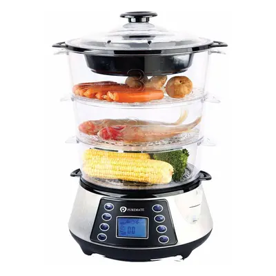 NaturoPure 11.5L Digital Food Steamer LCD Display, Tier Digital Electric Steamer with Large Capa