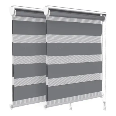 VOUNOT Set of Zebra Roller Blind Double Fabric, Day and Night Translucent or Blackout Vision Cur