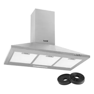 Baridi 90cm Chimney Style Cooker Hood with Carbon Filters, Stainless Steel - DH127