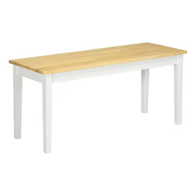 HOMCOM Wood Dining Bench Wooden Bench for People, White