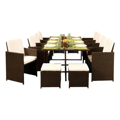 (Golden Brown, Without Cover) Seater Rattan Outdoor Garden Furniture Set - Chairs Stools & Dinin