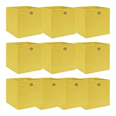 vidaXL 10x Storage Boxes Yellow Fabric Foldable Garden Chests Cases Organisers