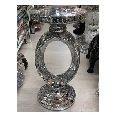 MOSAIC Silver Mirrored Side Table Modern Plant Stands Bed Pearl Sparkle Romany