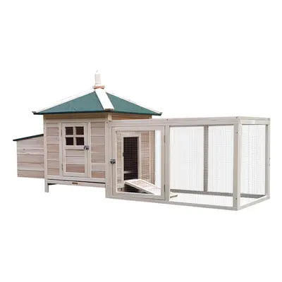 PawHut Chicken Coop Hen Poultry House w/ Nesting Box Outdoor Run Patio Wooden