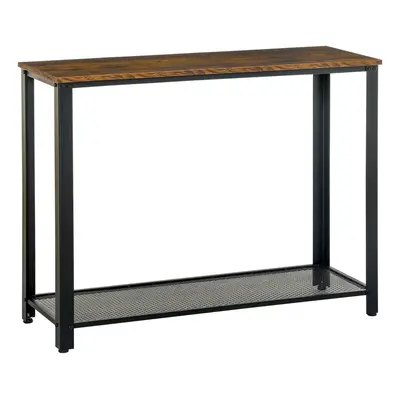 HOMCOM 2-Tier Console Table Side Table w/ Mesh Shelf Entryway Hallway Furniture