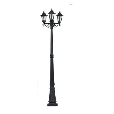 Traditional 1.95m Black Way IP44 Outdoor Garden Lamp Post Light - Complete with x 6w LED ES E27 