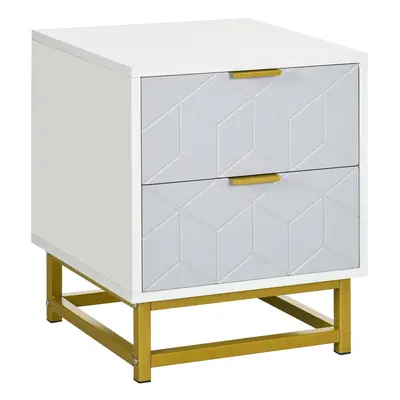 HOMCOM Bedside Table, Sofa Side Table W/ Drawers Living Room, Bedroom