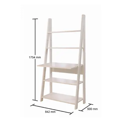 Riva Retro Ladder Bookcase Desk Shelving Shelf Unit Tier White