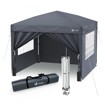 VOUNOT 3m x 3m Pop Up Gazebo with Sides & Weight Bags & Carry Bag, Grey