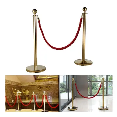 2X Polished Steel Queue Rope Barrier Posts Stands Twisted Stanchions