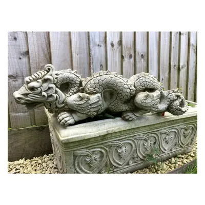 Reconstituted Stone Chinese Dragon Statue | Garden Oriental Ornament