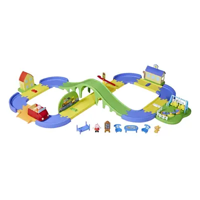 Peppa Pig All Around Peppas Town Set with Adjustable Track; Includes Vehicle and Figure; Sounds;