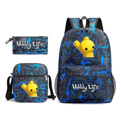 (Wobbly Life 3pcs School Backpack Shoulder Bag Pen Bagz) Wobbly Life 3pcs School Backpack Should