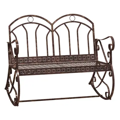 Outsunny Rocking Chair Swing Bench Loveseat Metal Bronze Garden Outdoor