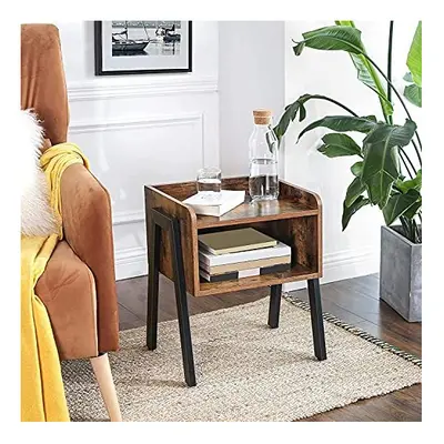 Mahogany Side Table Nightstand End Table Unit with Storage Compartment