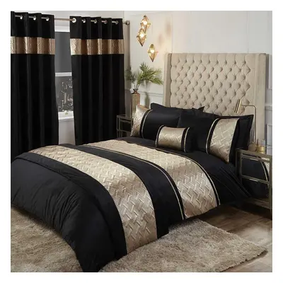 Capri Gold Black Double Duvet Cover Set Velvet Sequin Bedding Bed Set Quilt