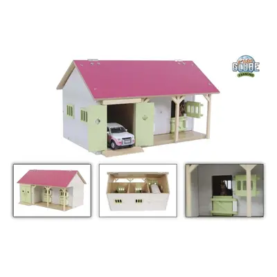 Kids Globe Horse Stable with Boxes and Storage Pink Children Toy Playset