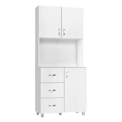 HOMCOM Kitchen Storage Cabinet Wooden Cupboard Organiser, White