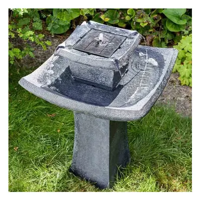 Pagoda Fountain Water Feature Smart Solar Garden Oriental Birdbath