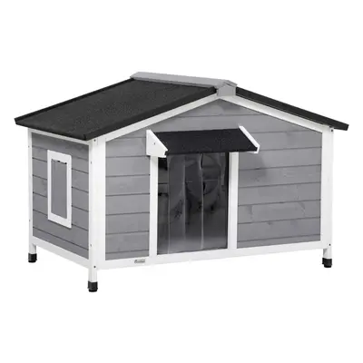 PawHut Wooden Dog Kennel for Outside 109L x 79W x 72H cm, Grey