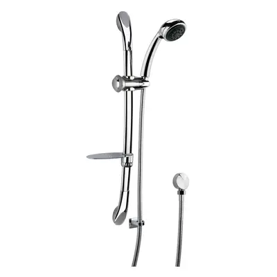 Round Luxury Slide Rail Shower Kit with Single Function Head & Outlet Elbow - Chrome