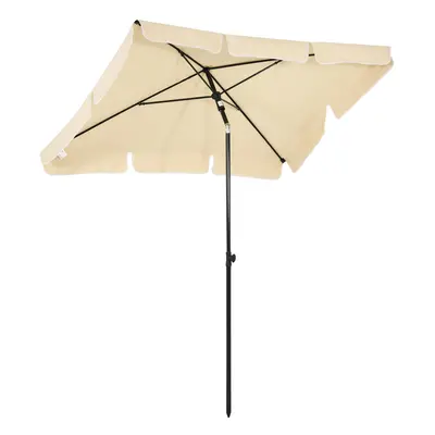 Outsunny Aluminium Sun Umbrella Parasol Patio Rectangular 2M x 1.3M Beige