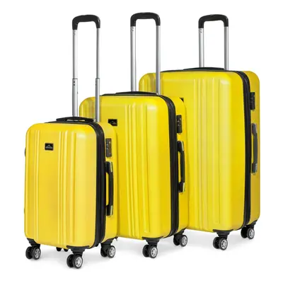 3 Piece Lightweight Luggage Suitcase Trolley Set ABS TSA Lock Yellow - DL124