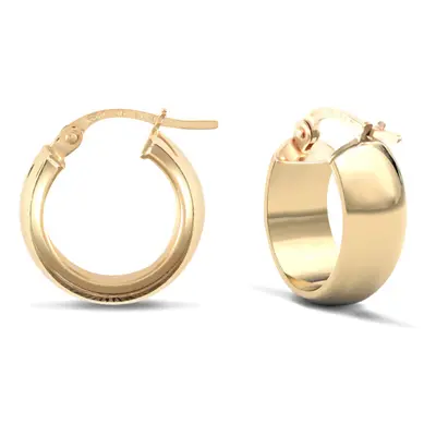 Jewelco London Ladies 9ct Yellow Gold D-Shape Wedding Band Style 6mm Hoop Earrings 15mm - JER018