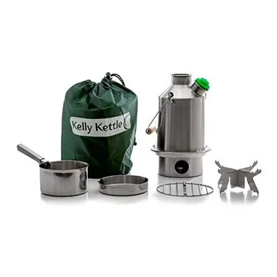 'Scout' Kelly Kettle? - BASIC KIT - All in Stainless Steel (1.2 ltr kettle + Green Whistle + Ste