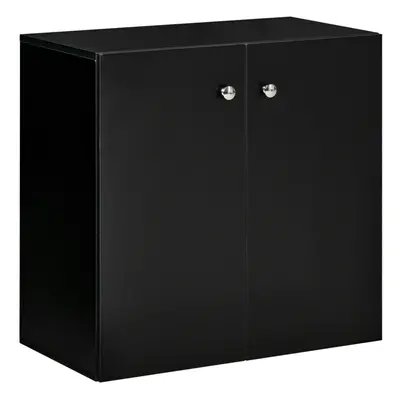 HOMCOM Freestanding Storage Cabinet w/ Two Shelves Wooden Sideboard - Black