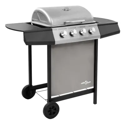 vidaXL Gas BBQ Grill with Burners Black and Silver Outdoor Barbecue Grill