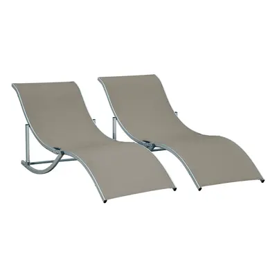 Outsunny Set of Zero Gravity Lounge Chair Recliners Sun Lounger Light Grey