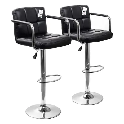 HQ PU Leather Black Ergonomic Durable Bar Stools UK with Arm Set of