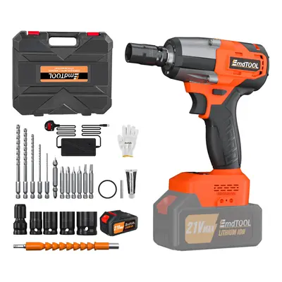 Cordless Impact Wrench 650N.m Brushless 1/2 inch Driver 18V Torque with Socket Set Battery 6000m