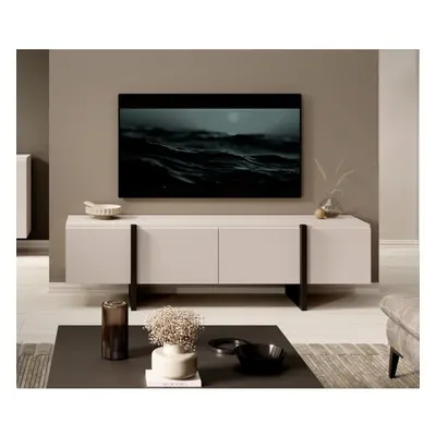 Wide TV Cabinet Entertainment Unit Stand Handleless Beige Black Kiznie