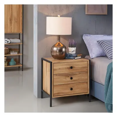 Zahra Bedside Table Cabinet Bedroom Furniture Nightstand Drawer Wotan Oak