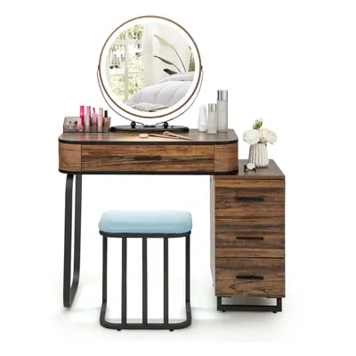 Dressing Table Vanity Set Makeup with Stool LED Light & 3-Drawer Chest