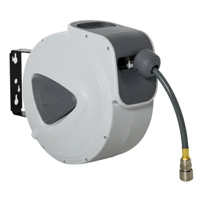 DURHAND Retractable Air Hose Reel Auto Self-Winding Wall Mounted 1/4" 15m+140cm